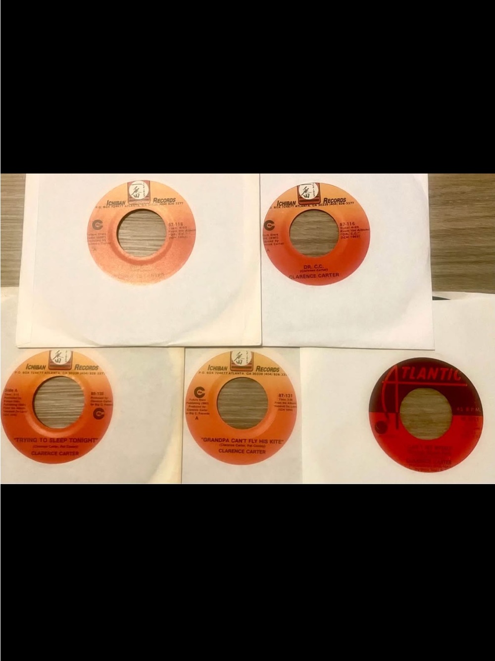 CLARENCE CARTER - 
LOT OF 5 X 45 RPMS